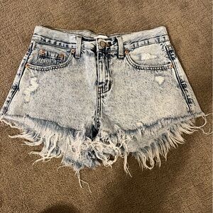 Pistola size 26 Light Acid Wash Distressed Denim Shorts with Fringe Hem